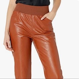 Brown faux leather Kendall and Kylie joggers